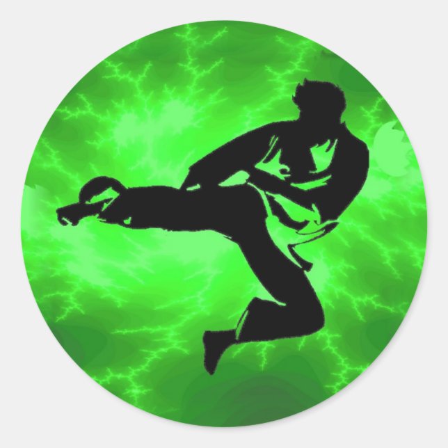 Sticker Rond Martial Arts Green Lightning Man (Devant)