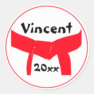 Sticker Rond Martial Arts Red Belt
