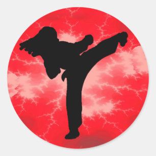 Sticker Rond Martial Arts Red Lightning femme