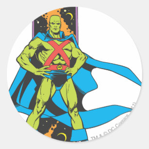 Sticker Rond Martian Manhunter & fond spatial