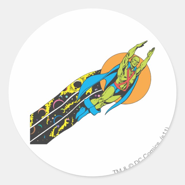 Sticker Rond Martian Manhunter prend l'avion (Devant)