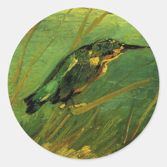 Sticker Rond Martin-pêcheur par Vincent van Gogh (Devant)