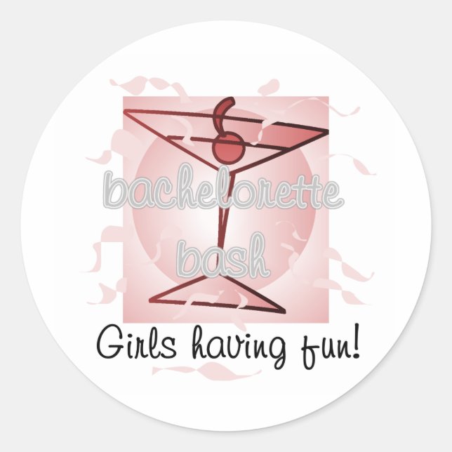 Sticker Rond Martini Bachelorette Tshirts et cadeaux Bash (Devant)
