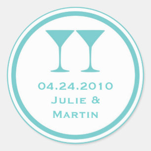 Sticker Rond Martini bleu martini mariage faveur tag sceau étiq