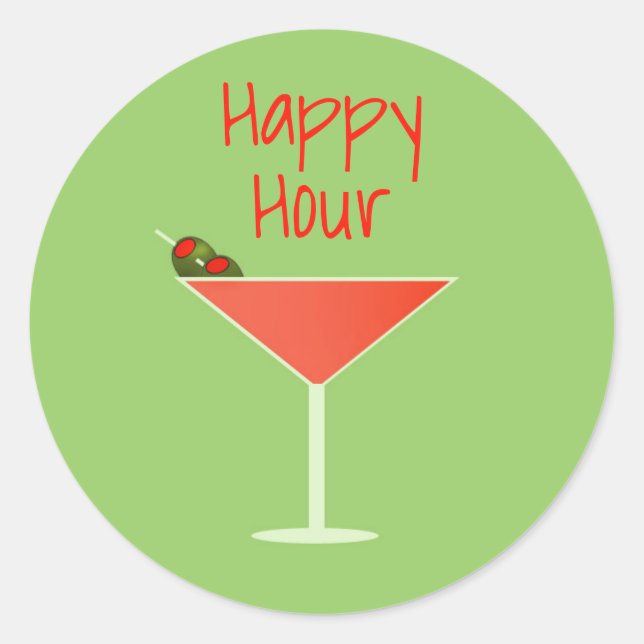 Sticker Rond Martini Happy Hour Enveloppe Phoques (Devant)