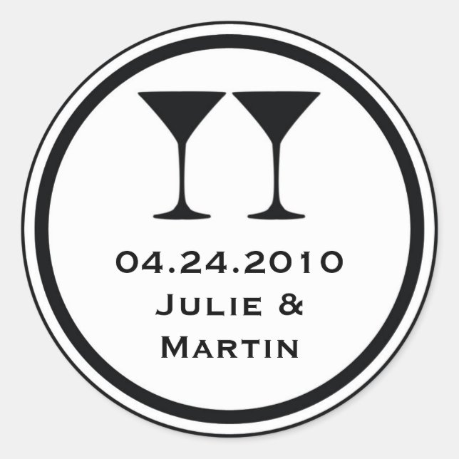 Sticker Rond Martini Noir martini mariage marque de faveur scea (Devant)
