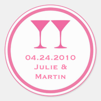 Sticker Rond Martini rose chaud martini mariage faveur tag scea