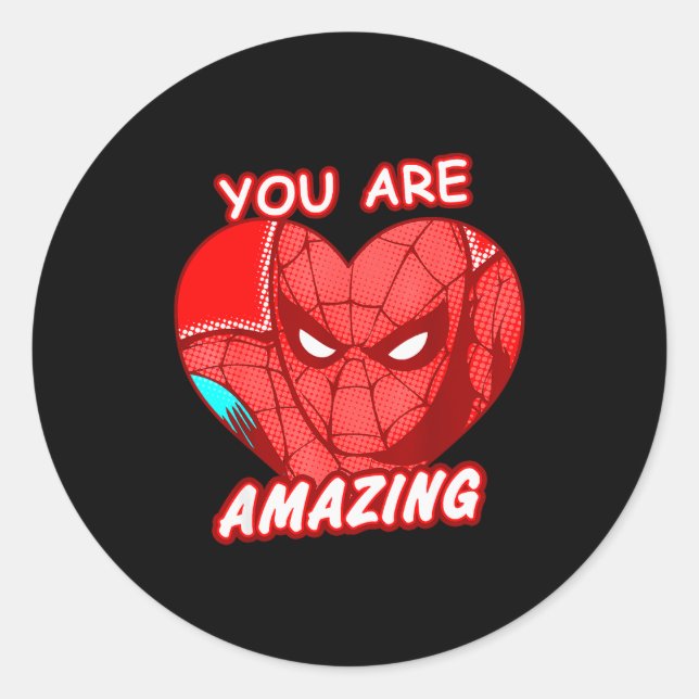Sticker Rond Marvel Saint-Valentin Spider-man Vous êtes Incroya (Devant)