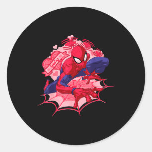 Sticker Rond Marvel Spider-man Cœurs Saint-Valentin 