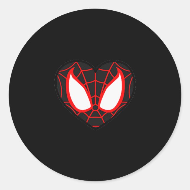 Sticker Rond Marvel Spider-man Miles Morales Valentines Day Hea (Devant)