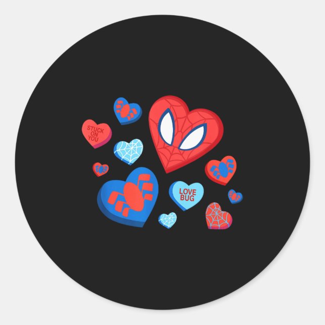Sticker Rond Marvel Spider-man Spidey Cœurs Saint-Valentin  (Devant)