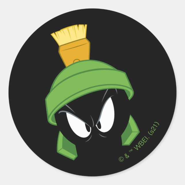Sticker Rond MARVIN MARTIAN™ Face en colère (Devant)