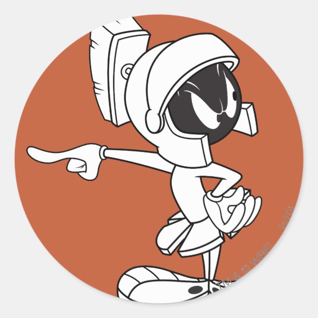 Sticker Rond MARVIN MARTIAN™ Pointing (Devant)