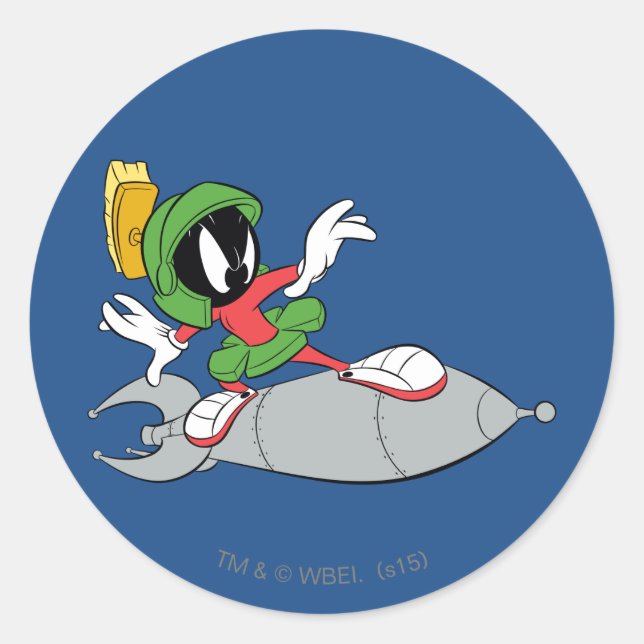 Sticker Rond MARVIN MARTIAN™ Riding Rocket (Devant)