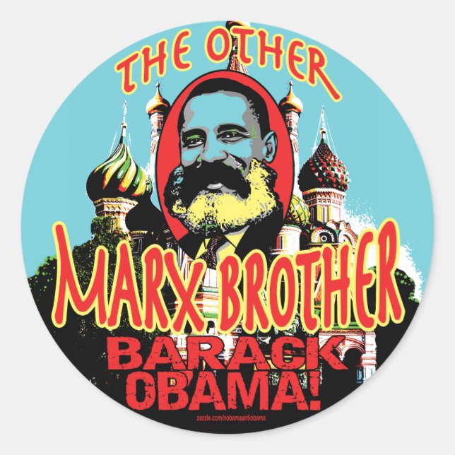 Sticker Rond Marx Brother anti Obama (Devant)