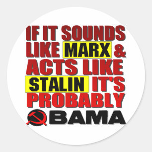 Sticker Rond Marx, Stalin ? Obama !