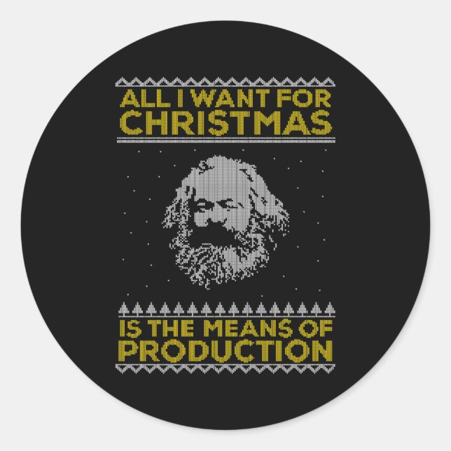 Sticker Rond Marx Tout Ce Que Je Veux, C'Est Les Moyens De Prod (Devant)