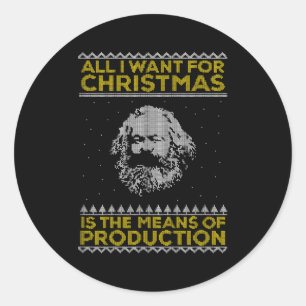 Sticker Rond Marx Tout Ce Que Je Veux, C'Est Les Moyens De Prod
