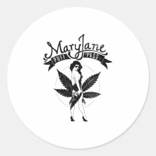 Sticker Rond Mary Jane Puff Pass Oeuvre féminine Noir