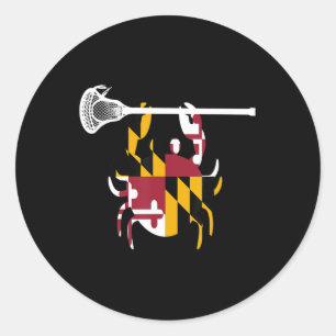 Sticker Rond Maryland Crabe Lacrosse Garçons Stick LAX Soeur Br