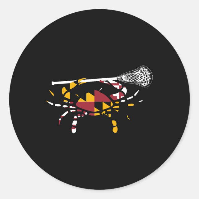 Sticker Rond Maryland Crabe Lacrosse Garçons Stick Lax Soeur Br (Devant)