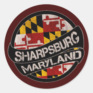 Sticker Rond Maryland de Sharpsburg collants de grunge drapeau