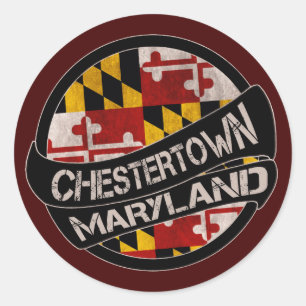 Sticker Rond Maryland drapeau de Chestertown grunkers