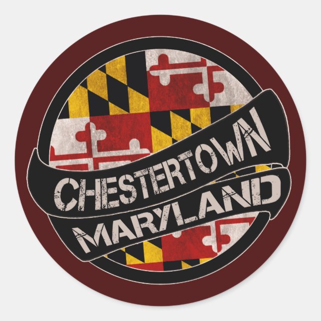 Sticker Rond Maryland drapeau de Chestertown grunkers (Devant)