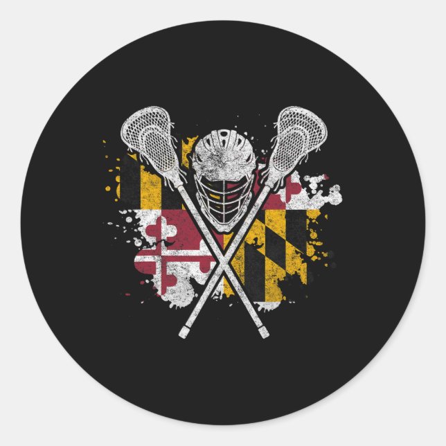 Sticker Rond Maryland Lacrosse Lover Tee Maryland Flag Family V (Devant)