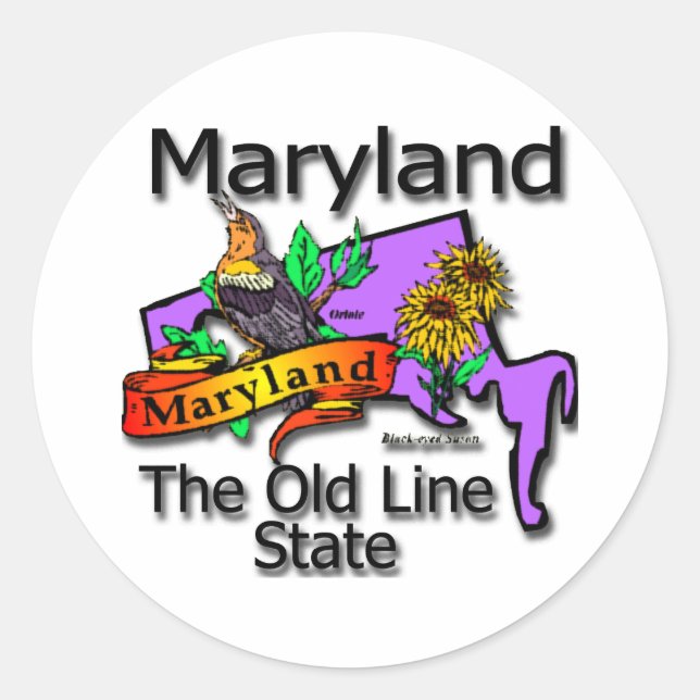 Sticker Rond Maryland The Old Line State Bird (Devant)
