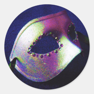 Sticker Rond Mascarade bleue de minuit