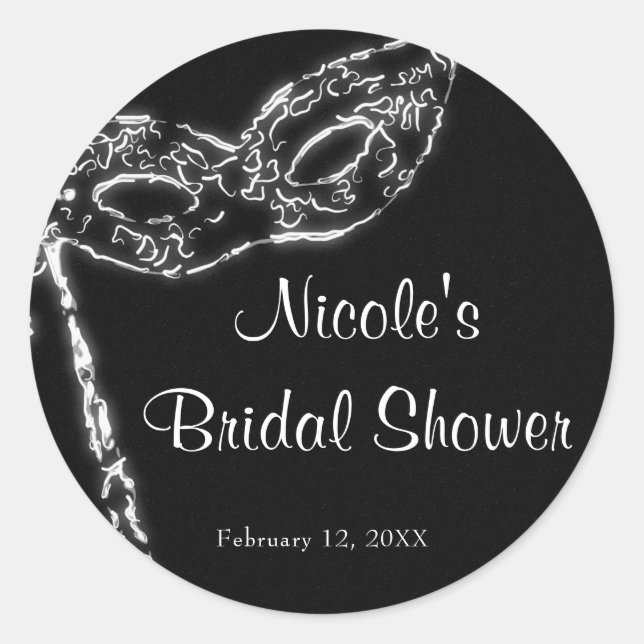 Sticker Rond Mascarade noir & blanc Mascarade Masque Fête éléga (Devant)