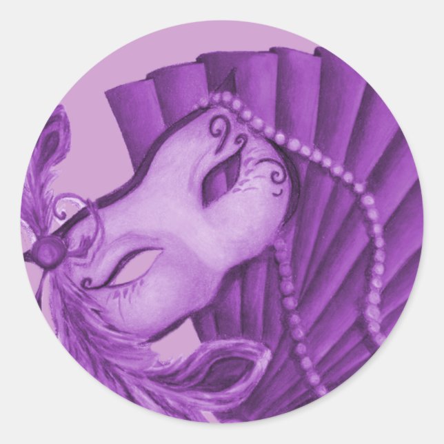 Sticker Rond Mascarade violette (Devant)