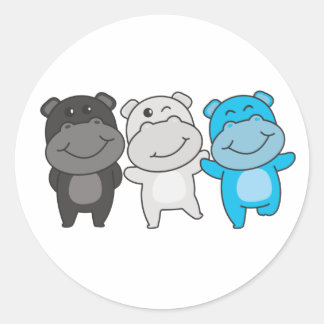 Sticker Rond Mascic Flag Pride Lgbtq Cute Hippo Classic Round S