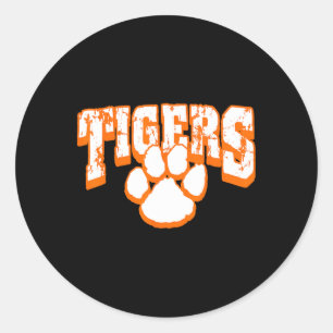 Sticker Rond Mascotte de l'esprit scolaire des Tigers retour à
