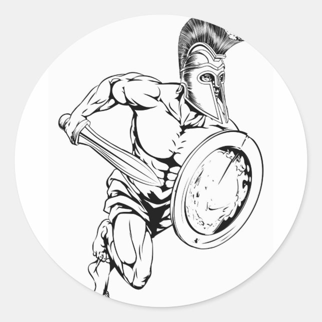 Sticker Rond Mascotte d'épée et de bouclier (Devant)