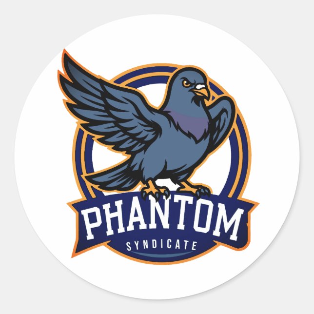 Sticker Rond Mascotte Pigeon Féroce de Phantom Syndicate | Cade (Devant)