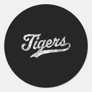 Sticker Rond Mascotte Tigers T Chemise Sport Vintage Nom Tee De