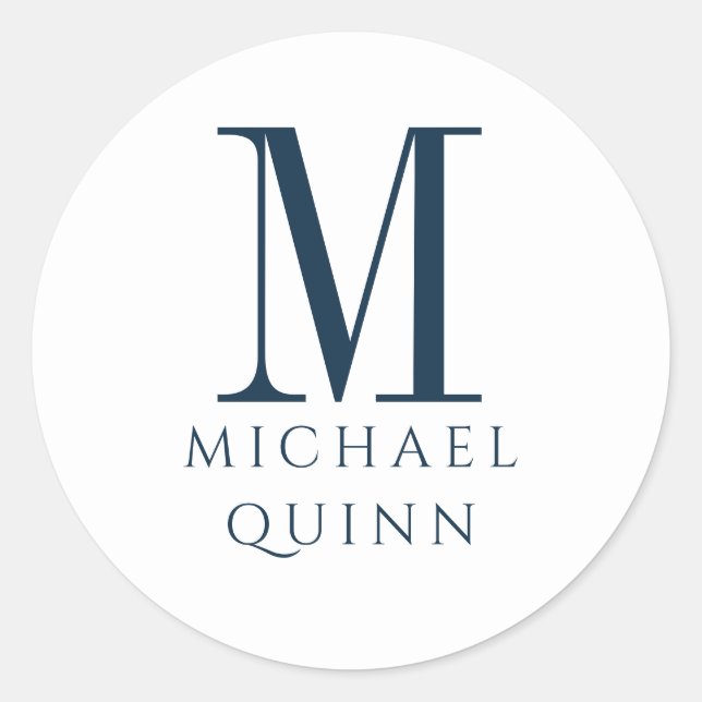 Sticker Rond Masculine ProfessionnelI Monogramme bleu (Devant)