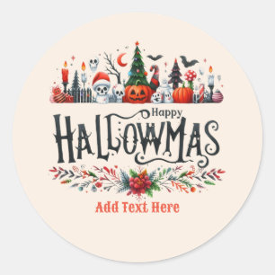 Sticker Rond Mashup de Noël d'Halloween
