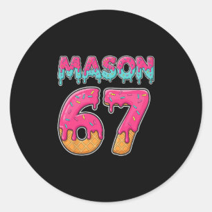 Sticker Rond Mason 67 Drôle de glace Six Sept Mème Hommes Femme