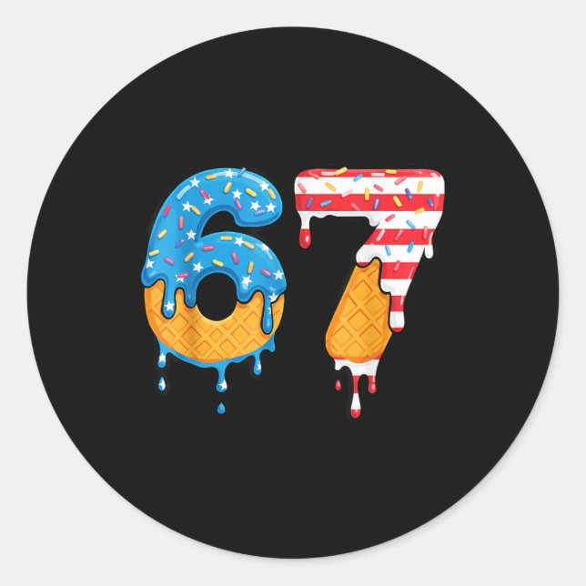 Sticker Rond Mason 67 Glace Dégoulinante Mème Six Sept Drapeau  (Devant)