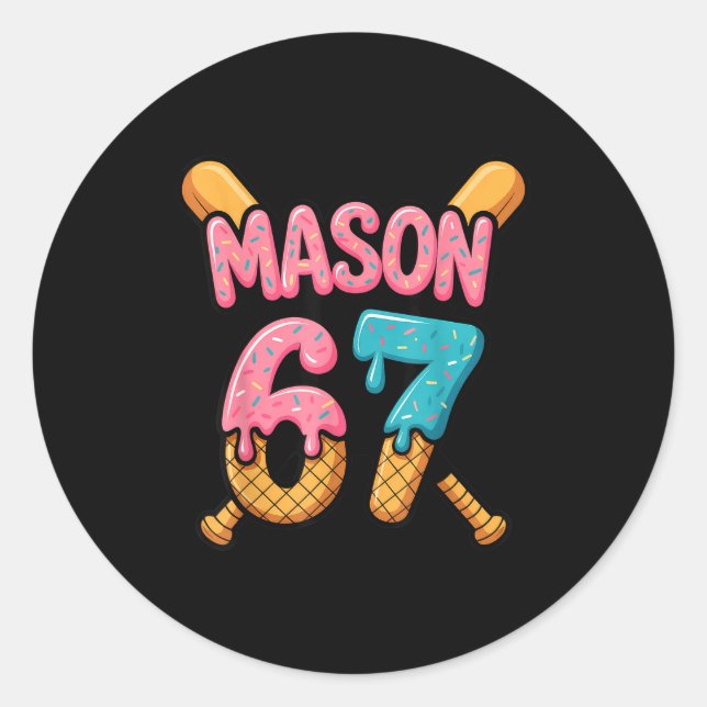 Sticker Rond Mason 67 Ice Cream Drip Baseball  (Devant)