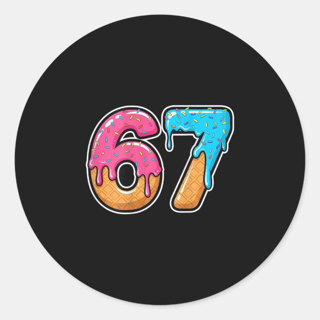 Sticker Rond Mason 67 Ice Cream Drip Meme Six Seven Funny (on C (Devant)