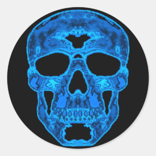 Sticker Rond Masque bleu d'horreur de crâne