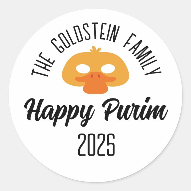 Sticker Rond Masque de canard Purim mascarade costume (Devant)
