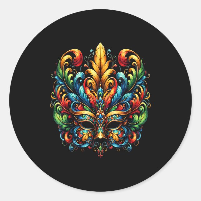 Sticker Rond Masque de Carnaval Brésil Rio  (Devant)