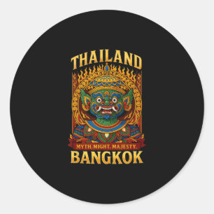 Sticker Rond Masque de feu du démon thaïlandais mythique Ngkok