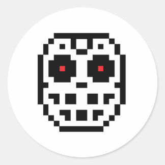 Sticker Rond Masque de gardien de but de hockey Pixel