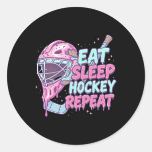 Sticker Rond Masque de gardien de hockey à gouttes de glace Man